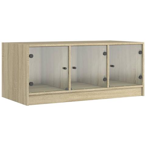 Tavolino Da Salotto Con Ante In Vetro Rovere Sonoma 102x50x42cm - Foto 2