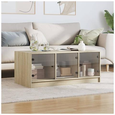 Tavolino Da Salotto Con Ante In Vetro Rovere Sonoma 102x50x42cm - Foto 3