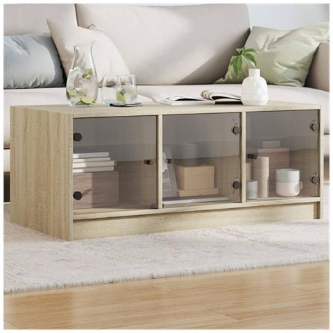 Tavolino Da Salotto Con Ante In Vetro Rovere Sonoma 102x50x42cm - Foto 1