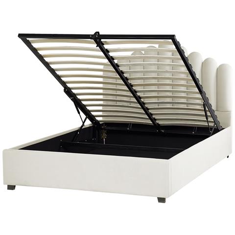 Letto Contenitore Velluto Bianco Sporco 160 X 200 Cm Vincennes - Foto 2