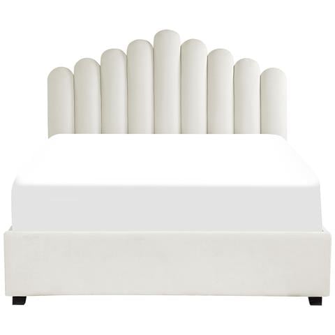 Letto Contenitore Velluto Bianco Sporco 160 X 200 Cm Vincennes - Foto 8