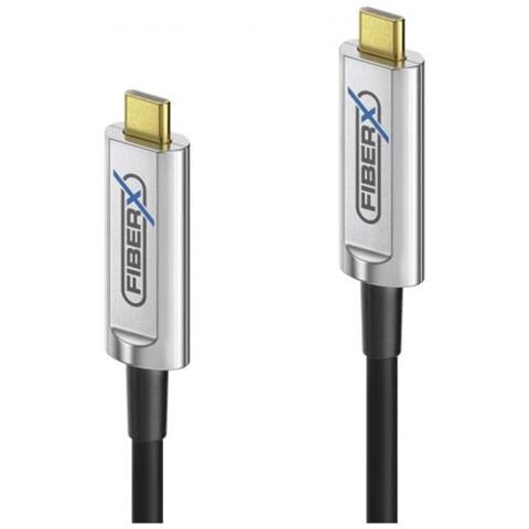 Fiberx Fx-i600-015 Cavo Usb 15 M Usb 3.2 Gen 1 (3.1 Gen 1) Usb C Nero, Argento - Foto 1