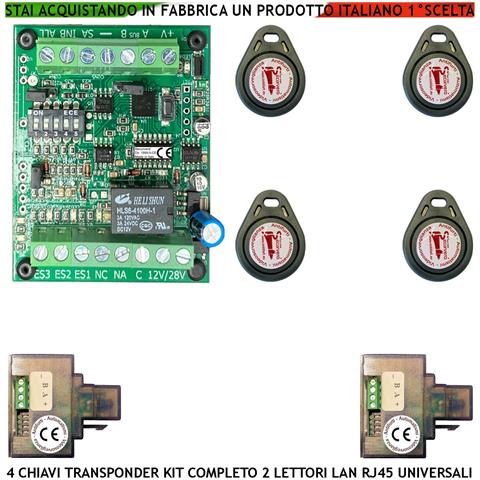Chiave Di Prossimità 2 Lettori Universali Lan Rj45 Qualsiasi Marca 4 Trasponder Uscita Relè C.nc.na 1ax24v Funzione Im - Foto 1