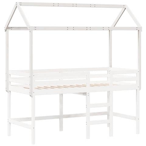 Tetto Letto Bambini Bianco 217x95,5x159 Cm Legno Massello Pino - Foto 3