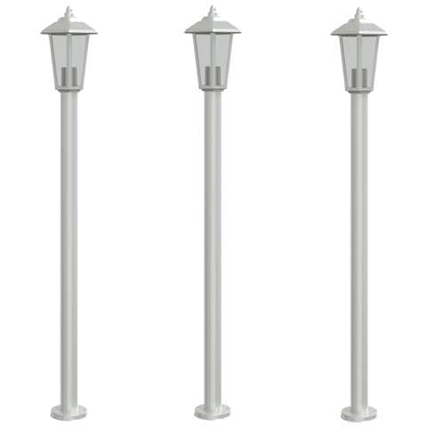 Lampade Da Terra Per Esterni 3 Pz Argento 120cm In Acciaio Inox - Foto 2