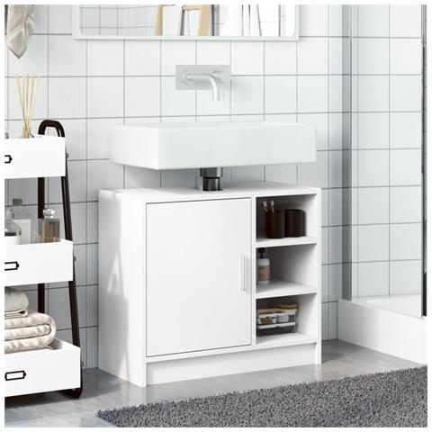 Mobile Lavabo Bianco 63x29x55 Cm In Truciolato - Foto 3