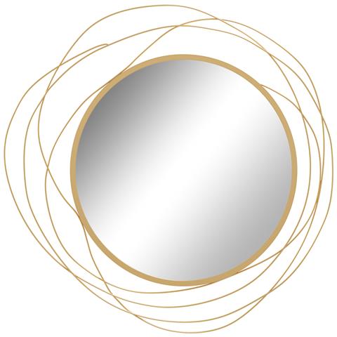 Specchio Moderno E Rotondo Decorativo A Muro Con Ganci, In Vetro E Metallo, Ø65x1 Cm, Oro - Foto 1