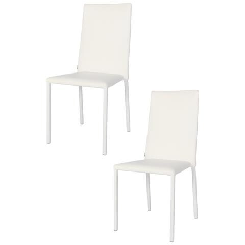 Set 2 Sedie Impilabili Modello Julia Per Cucina Bar E Sala Da Pranzo, Robusta Struttura In Acciaio Imbottita E Rivestita In Finta Pelle Colore Bianco - Foto 1