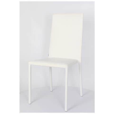 Set 2 Sedie Impilabili Modello Julia Per Cucina Bar E Sala Da Pranzo, Robusta Struttura In Acciaio Imbottita E Rivestita In Finta Pelle Colore Bianco - Foto 2