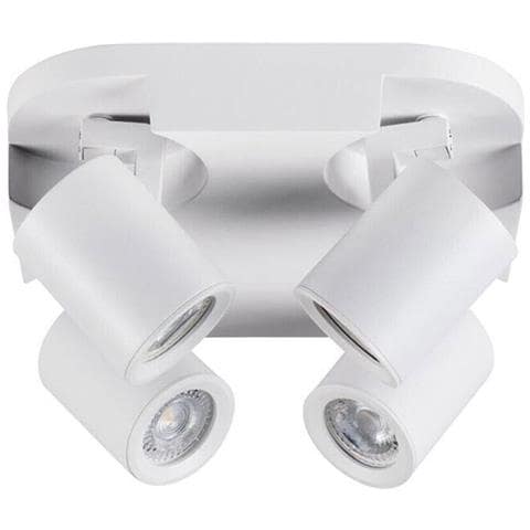 Plafoniera Da Soffitto Lampada Tonda 4 Porta Faretto Orientabile Gu10 Bianco - Foto 2