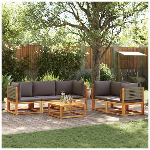 Set Divano Da Giardino 6 Pz Con Cuscini In Massello Di Acacia - Foto 1