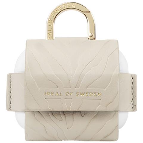 Mini Borsa Per Airpods 3 Modello Flo Textured Zebra Con Moschettone, Beige - Foto 2