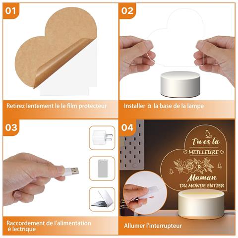 Lampada Notturna Led 3d: Regalo Unico Per Mamma A Compleanno E Festa Della Mamma - Foto 4