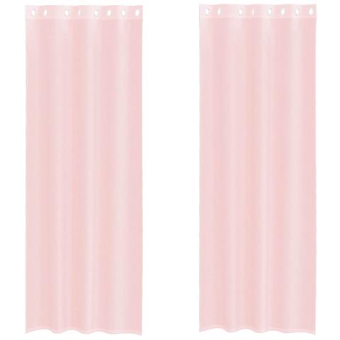 Tende In Voile Con Occhielli 2 Pz Rosa Chiaro 140x260 Cm - Foto 2