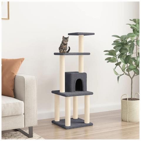 Lusso Casadino - Albero Per Gatti Con Tiragraffi In Sisal Grigio Scuro 105 Cm - Foto 6