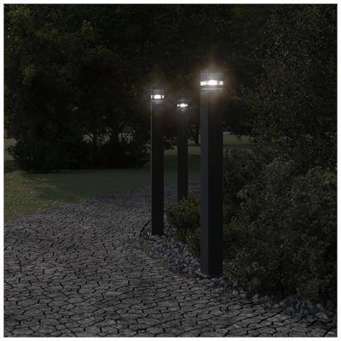 Lusso Casadino - Lampade Da Terra Per Esterni 3pz Nere 110 Cm In Alluminio - Foto 2
