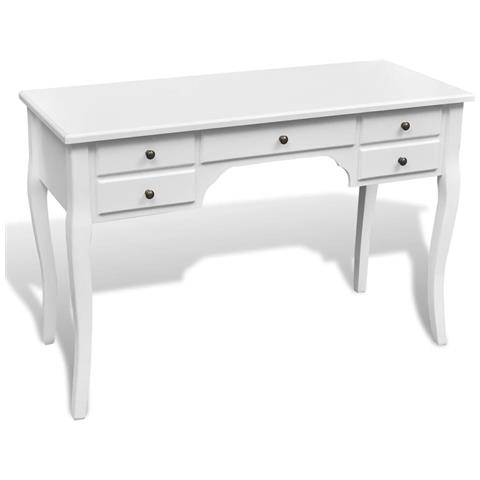 Lusso Casadino -  Scrivania In Stile Francese Legno Con Gambe Curve E 5 Cassetti - Foto 2