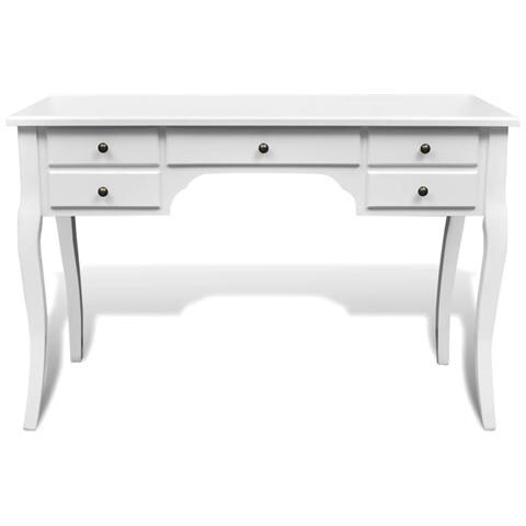 Lusso Casadino -  Scrivania In Stile Francese Legno Con Gambe Curve E 5 Cassetti - Foto 1