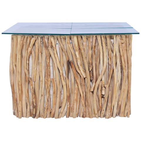 Tavolino Da Salotto Ripiano In Vetro 66x66x40 Cm Legno Di Teak - Foto 1
