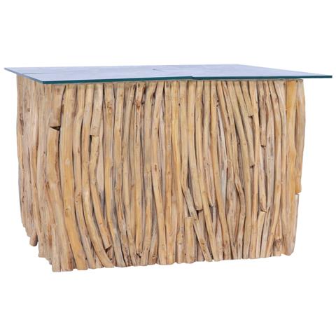 Tavolino Da Salotto Ripiano In Vetro 66x66x40 Cm Legno Di Teak - Foto 7