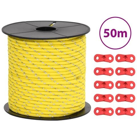 Corda Tenda con Strisce Riflettenti e Chiavi 50 m 4 mm - Foto 1