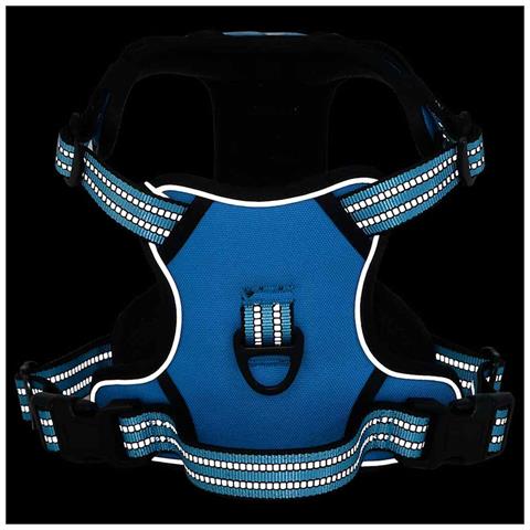 Pettorina per Cani con Strisce Riflettenti Regolabile Blu L - Foto 2
