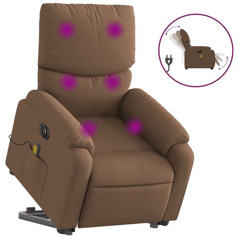 Poltrona Alzapersona Massaggiante Elettrica Marrone Tessuto - Foto 1