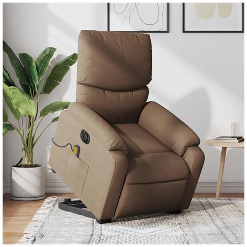 Poltrona Alzapersona Massaggiante Elettrica Marrone Tessuto - Foto 2