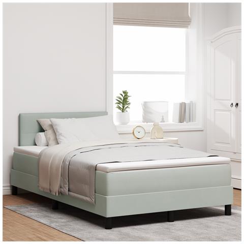 Letto a Box Spring con Materasso e LED Grigio Chiaro 120x190 cm Velluto - Foto 2