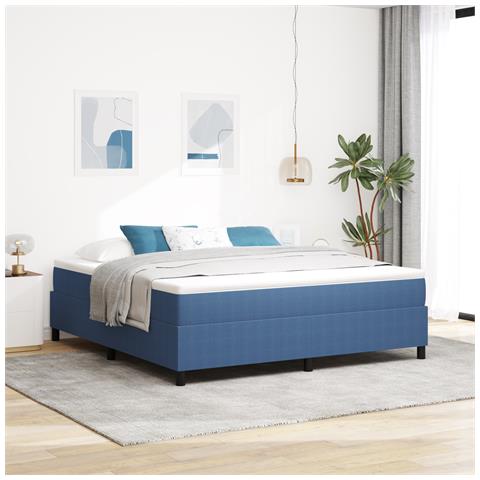 Letto Box Spring Blu Super King Tessuto Corduroy - Foto 2