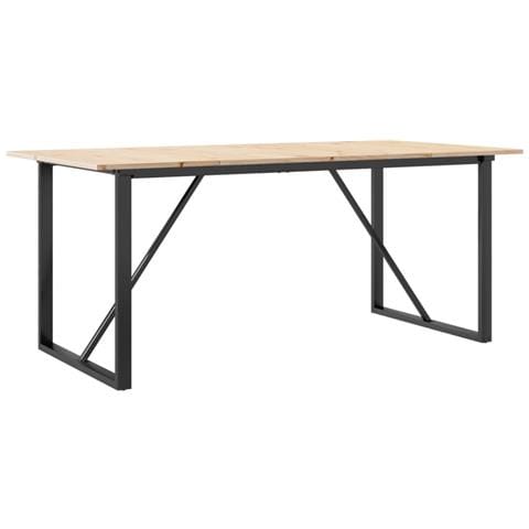 Tavolo da Pranzo Telaio a O 180x90x75 cm Legno Pino e Acciaio - Foto 1