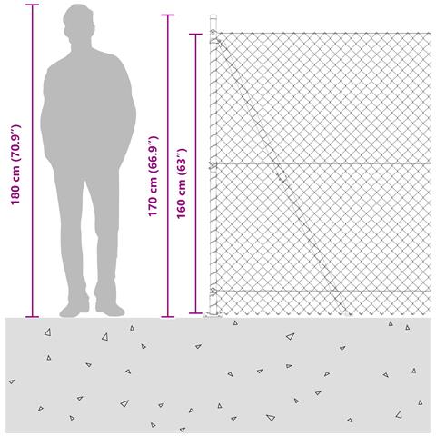 Recinzione a maglie con 7 Pali Flangiati 1.6x10 m Acciaio Zincato - Foto 7