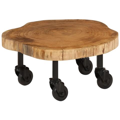 Tavolino Da Salotto In Legno Massello Di Acacia 60x55x25 Cm - Foto 8