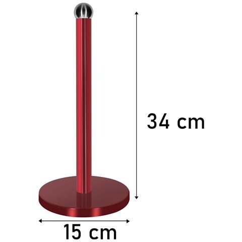 Portarotolo Da Cucina Con Effetto Metallizzato E Base Pesante Stabile, Rosso - Foto 5