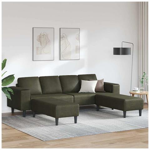 Set di divani 3 pcs Verde militare Pelle scamosciata sintetica - Foto 2