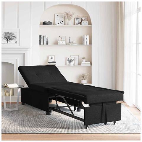 Divano letto Nero 194 x 67 x 37 cm Tessuto - Foto 2