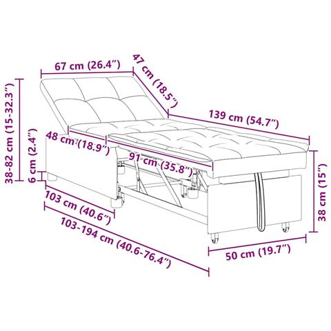 Divano letto Nero 194 x 67 x 37 cm Tessuto - Foto 9