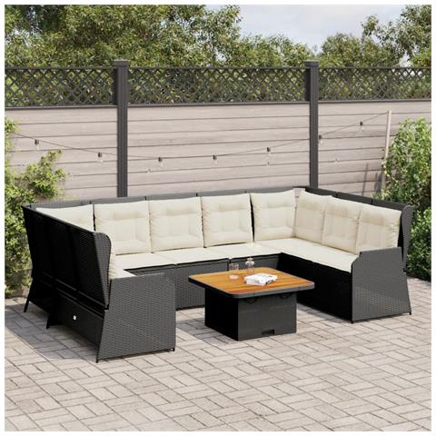 Set Salotto da Giardino con Cuscini 7pz Nero Polyrattan - Foto 2