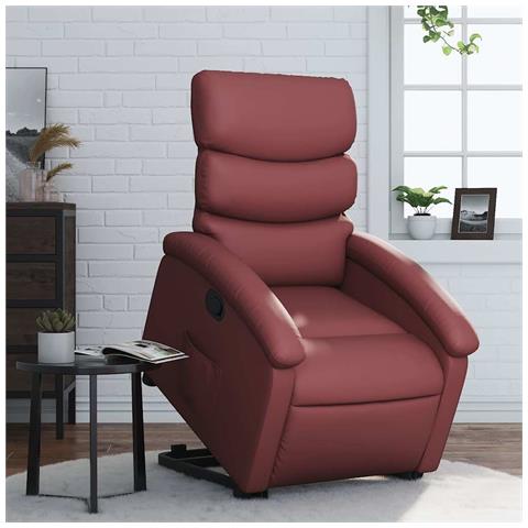 Poltrona Alzapersona Reclinabile Rosso Vino in Similpelle - Foto 2