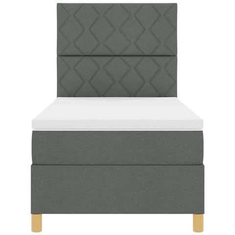 Letto a molle con materasso Grigio scuro 90 x 190 cm Tessuto - Foto 9