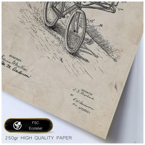 Set Di 6 Stampe Poster Con Brevetti Di Biciclette Poster Con Immagini Di Brevetti Retrò Design D'interni In Stile Vintage A3 & A4 Cornice Bianca - Foto 2