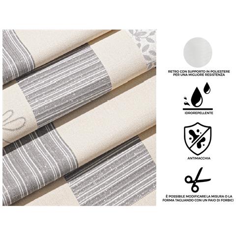 Tovaglia Antimacchia Pvc Proteggi Tavolo Maniva Glitter Riga Flower 140x220 D7 Grigio - Foto 2