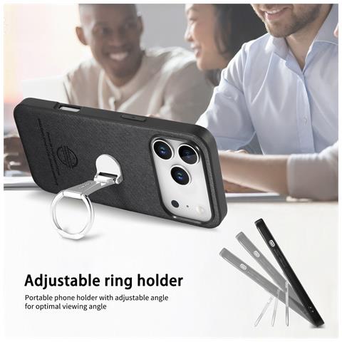 Custodia Nera In Pelle Pu Con Supporto Rotante A 360° Compatibile Con Iphone 17 Air - Foto 2