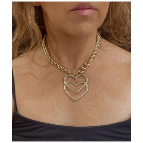 Collana Doppio Cuore In Oro - Foto 2