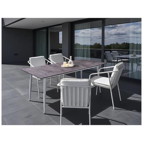 Tavolo Da Pranzo Da Giardino Tolentino 180 Cm 90 Cm Effetto Pietra Grigio - Foto 1