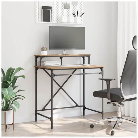 Scrivania Rovere artigianale 80 x 50 x 90 cm Legno multistrato - Foto 2