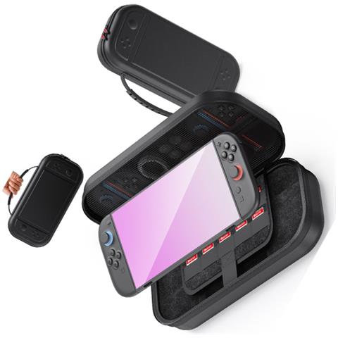 Custodia Per Nintendo Switch 2 - Borsa Protettiva Nera In Pelle Pu E Eva Black - Foto 3