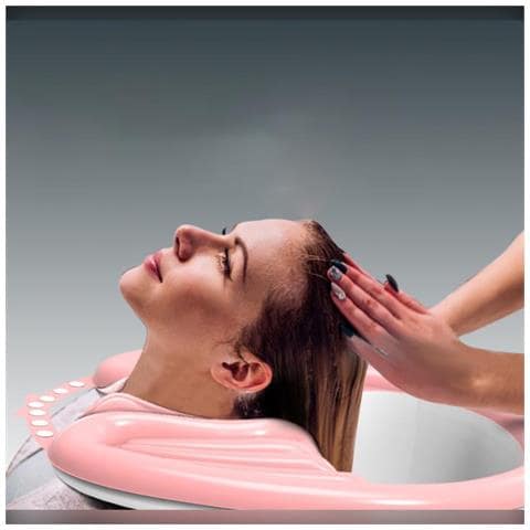 Bacinella Gonfiabile Per Shampoo Per Allettati, Anziani E Gravide - Vassoio Portatile Per Lavaggio Capelli Con Scarico Black - Foto 2