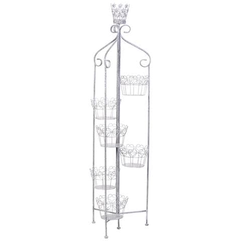 Portavasi In Metallo Per 6 Vasi Grigio 30,48x25,4x188,6h Cm - Foto 1
