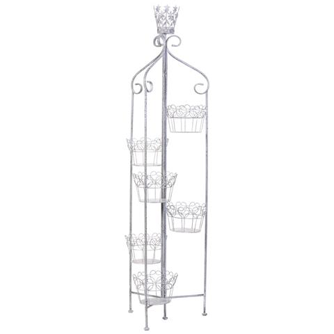 Portavasi In Metallo Per 6 Vasi Grigio 30,48x25,4x188,6h Cm - Foto 2